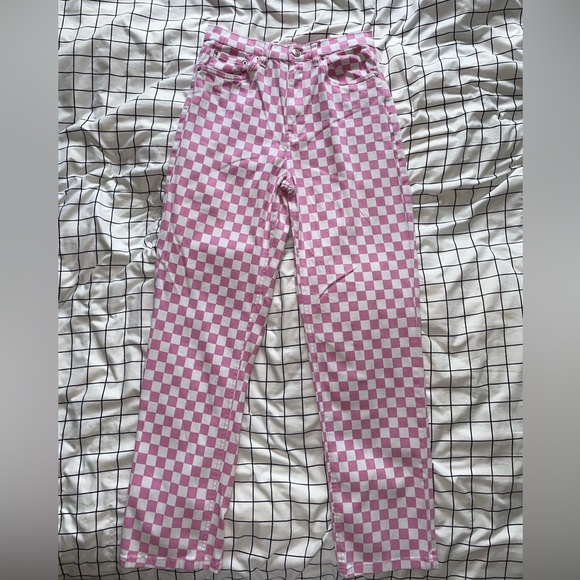 Pink Checkered Jeans - Picture 3 of 5